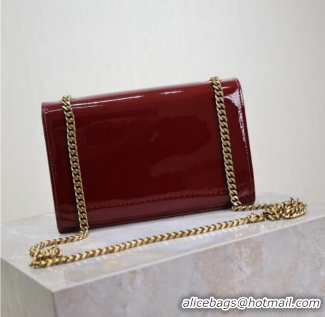 Unique Grade Saint Laurent Kate Small Chain Bag in Patent Leather 469390 Dark Burgundy 2025