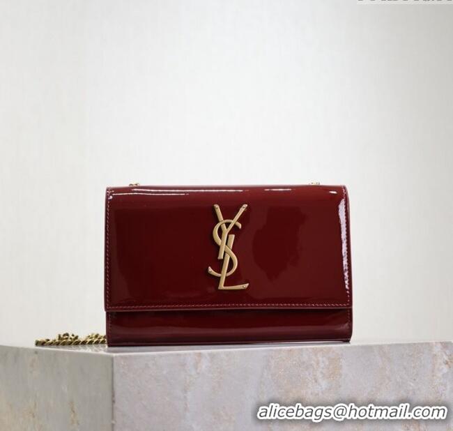 Unique Grade Saint Laurent Kate Small Chain Bag in Patent Leather 469390 Dark Burgundy 2025
