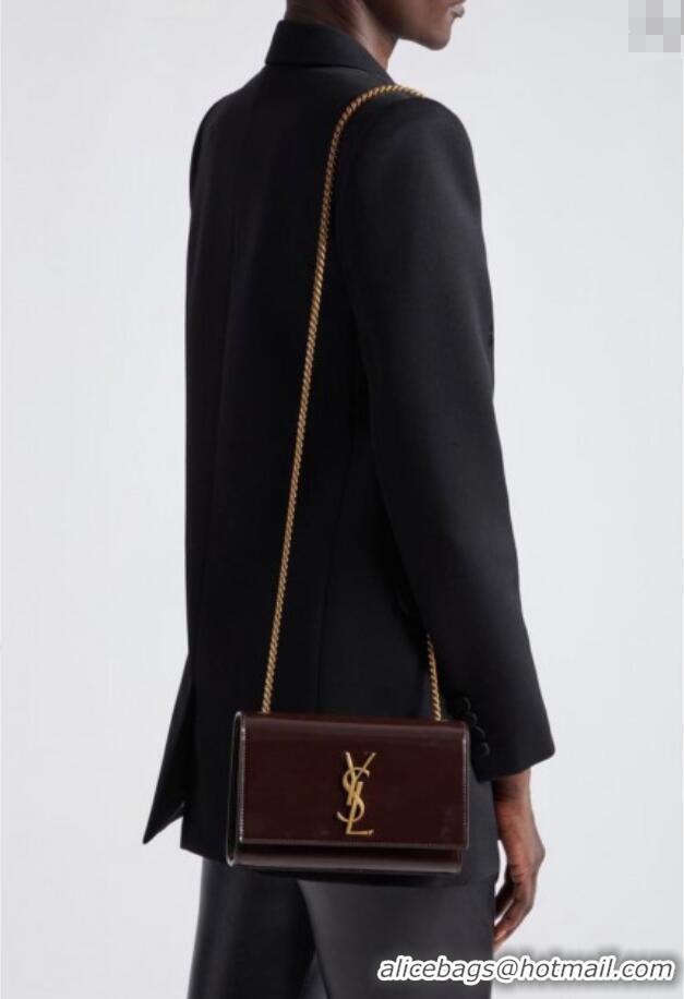 Unique Grade Saint Laurent Kate Small Chain Bag in Patent Leather 469390 Dark Burgundy 2025