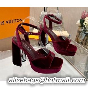Stylish Louis Vuitton Swing Platform Sandals 11cm in Velvet Red 1AICSA 1219119
