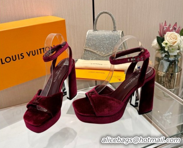 Stylish Louis Vuitton Swing Platform Sandals 11cm in Velvet Red 1AICSA 1219119
