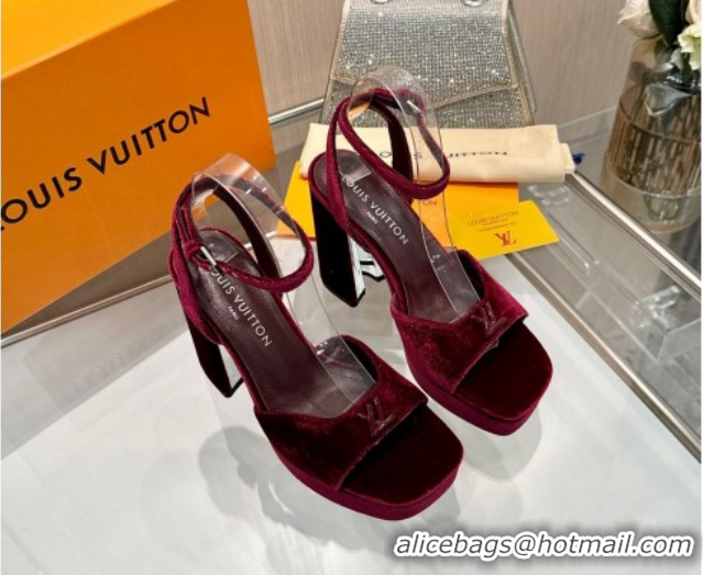 Stylish Louis Vuitton Swing Platform Sandals 11cm in Velvet Red 1AICSA 1219119