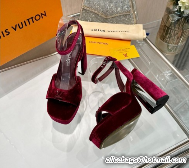 Stylish Louis Vuitton Swing Platform Sandals 11cm in Velvet Red 1AICSA 1219119