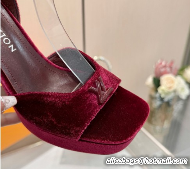 Stylish Louis Vuitton Swing Platform Sandals 11cm in Velvet Red 1AICSA 1219119