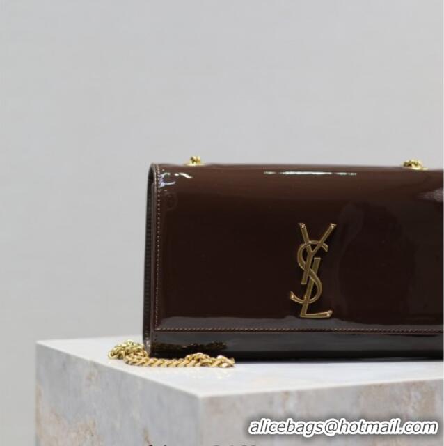 Buy Cheap Saint Laurent Kate Medium Chain Bag in Patent Leather 364021 Brown 2025
