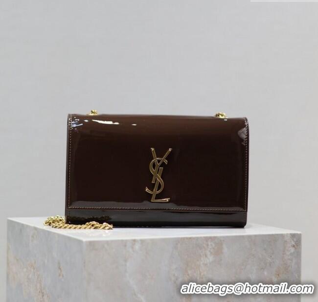 Buy Cheap Saint Laurent Kate Medium Chain Bag in Patent Leather 364021 Brown 2025