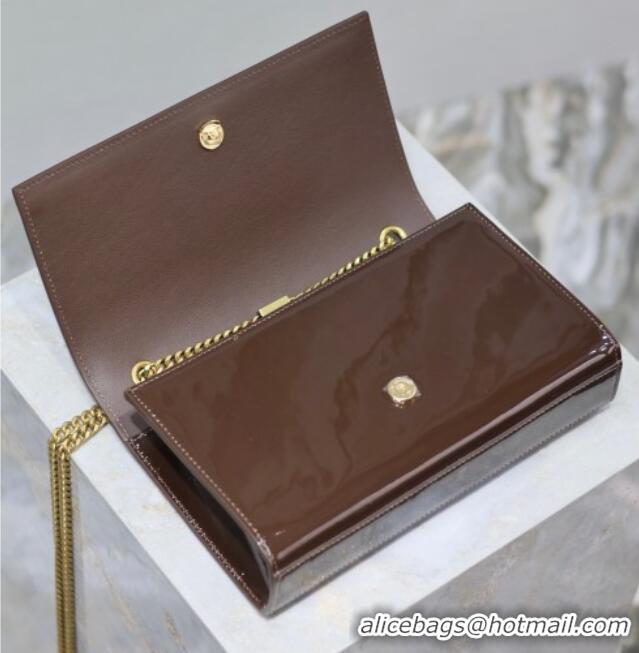 Buy Cheap Saint Laurent Kate Medium Chain Bag in Patent Leather 364021 Brown 2025