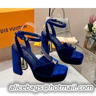 Sumptuous Louis Vuitton Swing Platform Sandals 11cm in Velvet Blue 2025 1AICSA 1219120