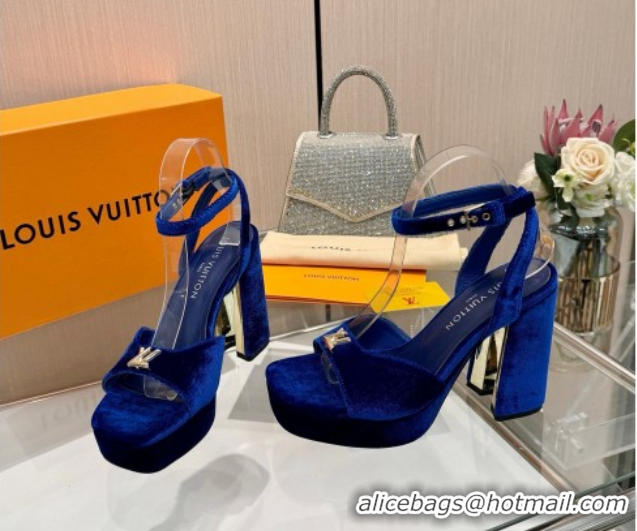 Sumptuous Louis Vuitton Swing Platform Sandals 11cm in Velvet Blue 2025 1AICSA 1219120