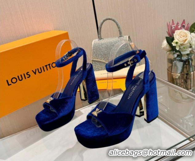 Sumptuous Louis Vuitton Swing Platform Sandals 11cm in Velvet Blue 2025 1AICSA 1219120