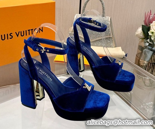 Sumptuous Louis Vuitton Swing Platform Sandals 11cm in Velvet Blue 2025 1AICSA 1219120