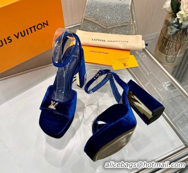 Sumptuous Louis Vuitton Swing Platform Sandals 11cm in Velvet Blue 2025 1AICSA 1219120