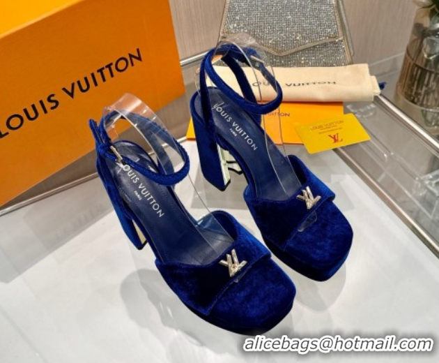 Sumptuous Louis Vuitton Swing Platform Sandals 11cm in Velvet Blue 2025 1AICSA 1219120