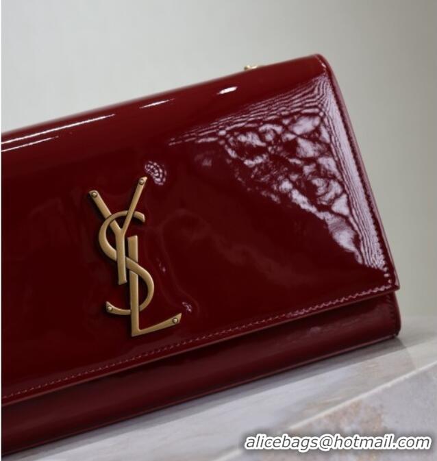 Low Cost Saint Laurent Kate Medium Chain Bag in Patent Leather 364021 Dark Burgundy 2025