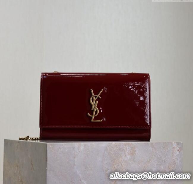 Low Cost Saint Laurent Kate Medium Chain Bag in Patent Leather 364021 Dark Burgundy 2025