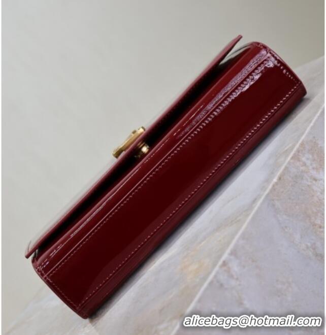 Low Cost Saint Laurent Kate Medium Chain Bag in Patent Leather 364021 Dark Burgundy 2025