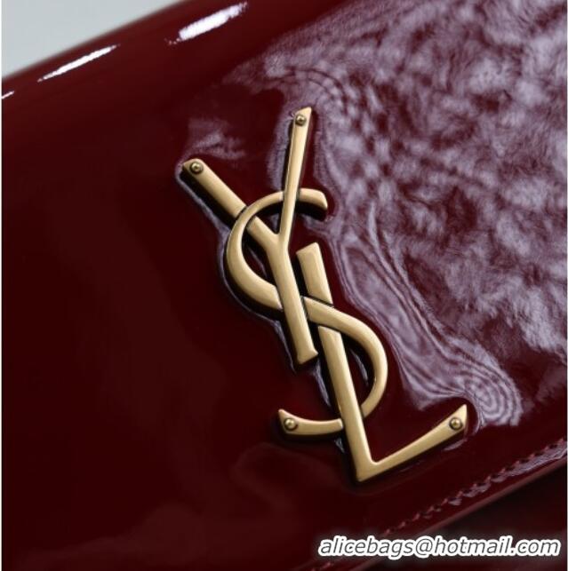 Low Cost Saint Laurent Kate Medium Chain Bag in Patent Leather 364021 Dark Burgundy 2025