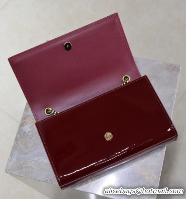 Low Cost Saint Laurent Kate Medium Chain Bag in Patent Leather 364021 Dark Burgundy 2025