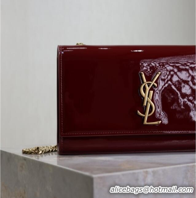 Low Cost Saint Laurent Kate Medium Chain Bag in Patent Leather 364021 Dark Burgundy 2025