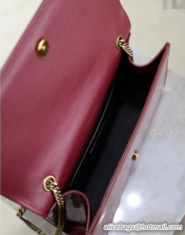 Low Cost Saint Laurent Kate Medium Chain Bag in Patent Leather 364021 Dark Burgundy 2025