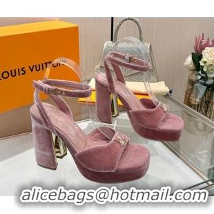 Most Popular Louis Vuitton Swing Platform Sandals 11cm in Velvet Pink 1AICSA 1219121