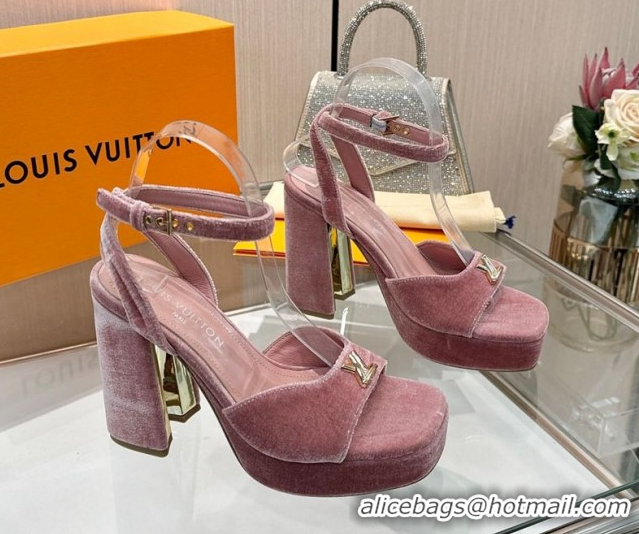 Most Popular Louis Vuitton Swing Platform Sandals 11cm in Velvet Pink 1AICSA 1219121