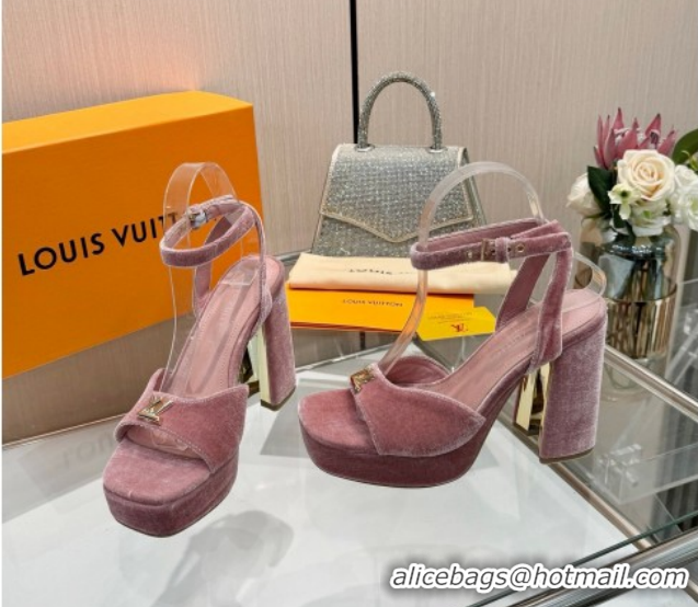 Most Popular Louis Vuitton Swing Platform Sandals 11cm in Velvet Pink 1AICSA 1219121