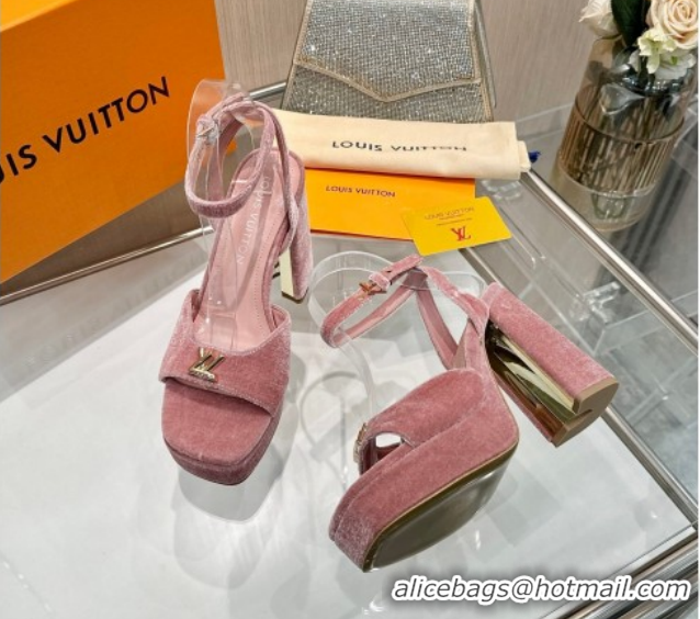 Most Popular Louis Vuitton Swing Platform Sandals 11cm in Velvet Pink 1AICSA 1219121