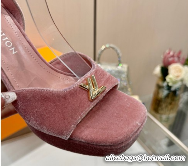 Most Popular Louis Vuitton Swing Platform Sandals 11cm in Velvet Pink 1AICSA 1219121