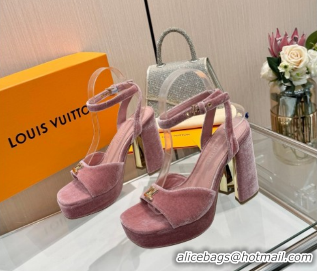Most Popular Louis Vuitton Swing Platform Sandals 11cm in Velvet Pink 1AICSA 1219121