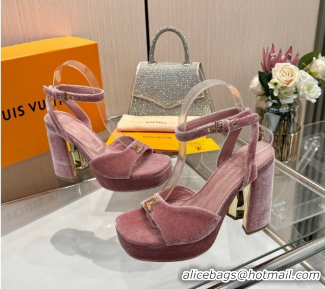 Most Popular Louis Vuitton Swing Platform Sandals 11cm in Velvet Pink 1AICSA 1219121