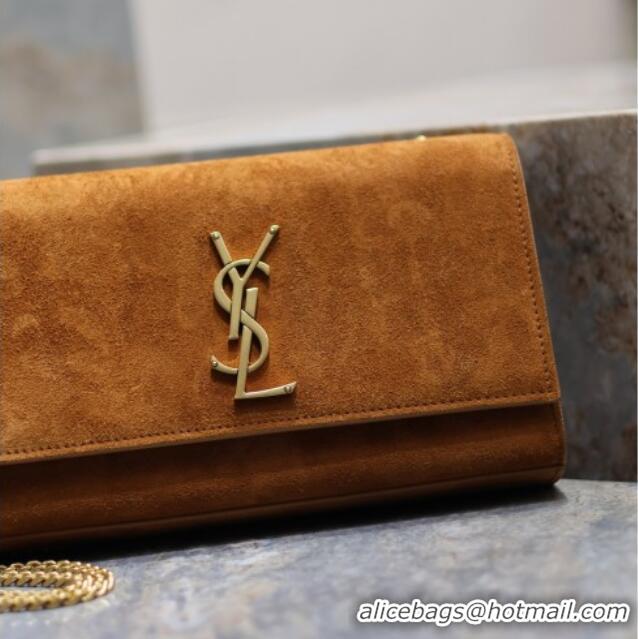 Trendy Design Saint Laurent Kate Medium Chain Bag in Suede 364021 Clay Yellow 2025