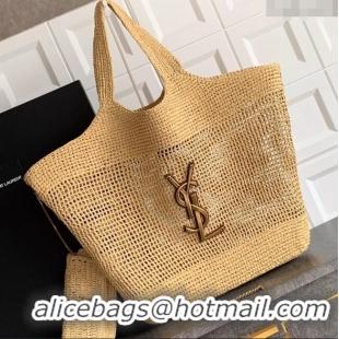 Unique Grade Saint Laurent Icare Tote Bag in Raffia Straw 772191 Beige 2025