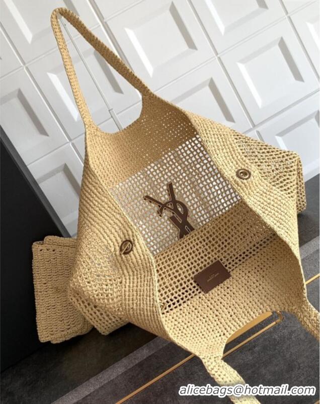 Unique Grade Saint Laurent Icare Tote Bag in Raffia Straw 772191 Beige 2025