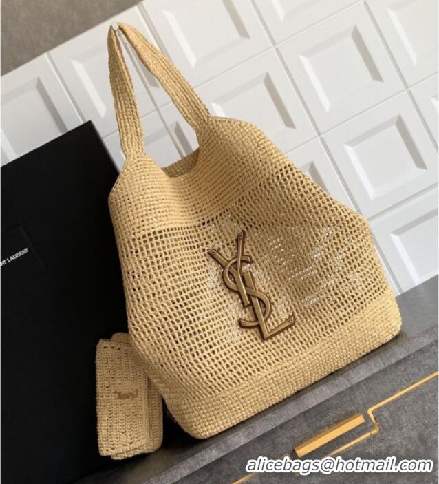 Unique Grade Saint Laurent Icare Tote Bag in Raffia Straw 772191 Beige 2025