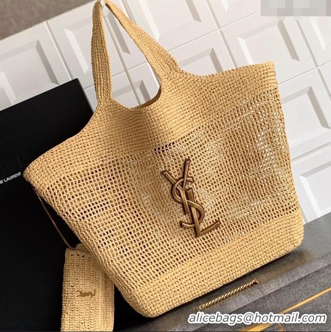 Unique Grade Saint Laurent Icare Tote Bag in Raffia Straw 772191 Beige 2025