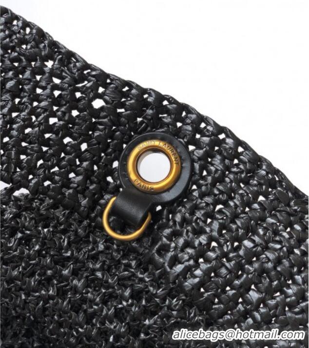 Famous Brand Saint Laurent Icare Tote Bag in Raffia Straw 772191 Black 2025