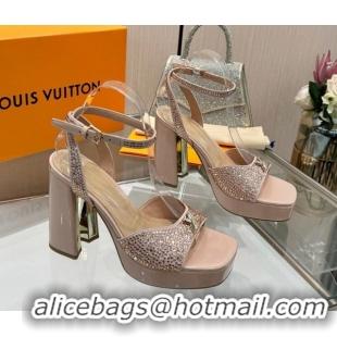 Best Price Louis Vuitton Swing Platform Sandals 11cm in Suede and Strass Nude 1AICSA 1219123