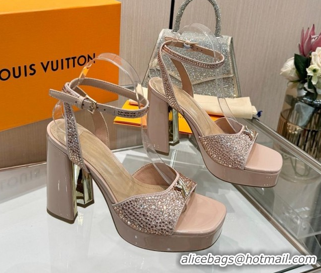 Best Price Louis Vuitton Swing Platform Sandals 11cm in Suede and Strass Nude 1AICSA 1219123