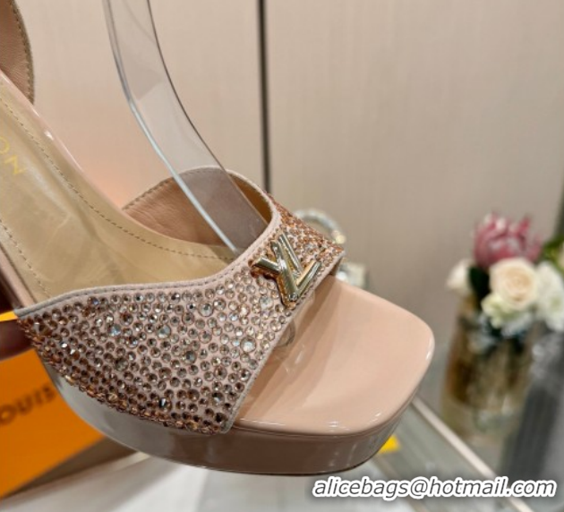 Best Price Louis Vuitton Swing Platform Sandals 11cm in Suede and Strass Nude 1AICSA 1219123