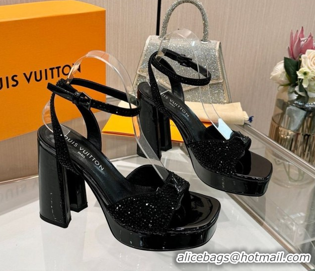 Purchase Louis Vuitton Swing Platform Sandals 11cm in Suede and Strass Black2 1AICSA 1219124