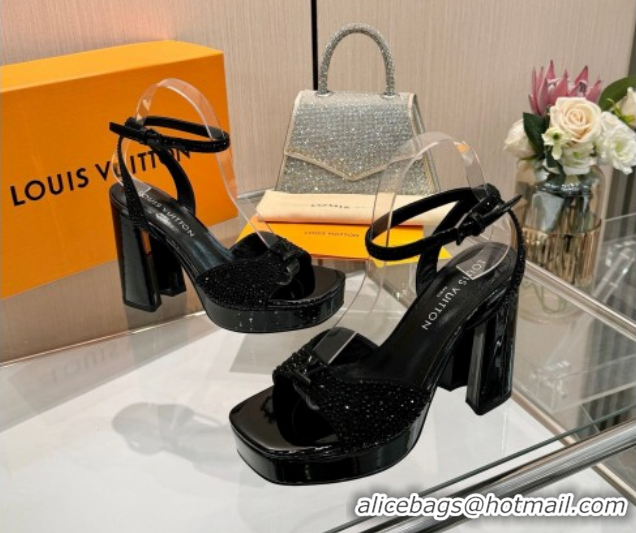 Purchase Louis Vuitton Swing Platform Sandals 11cm in Suede and Strass Black2 1AICSA 1219124