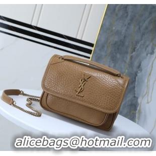 Top Grade Saint Laurent Niki Baby bag in Grained Lambskin 633179 Dark Cork 2025