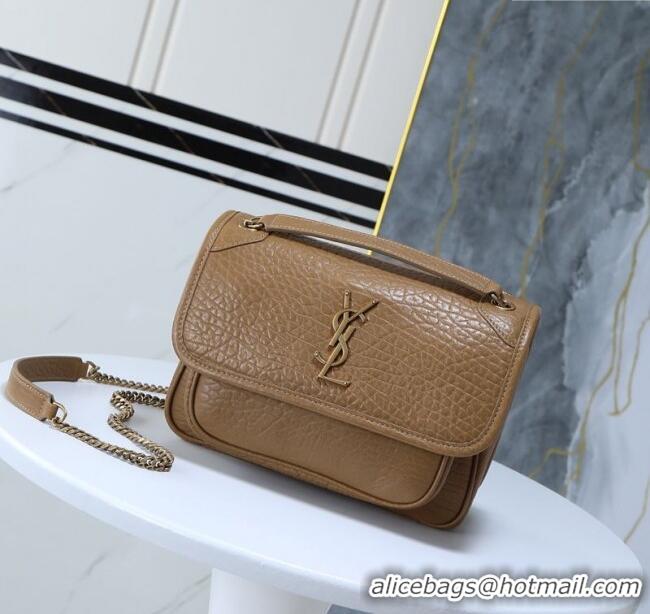 Top Grade Saint Laurent Niki Baby bag in Grained Lambskin 633179 Dark Cork 2025