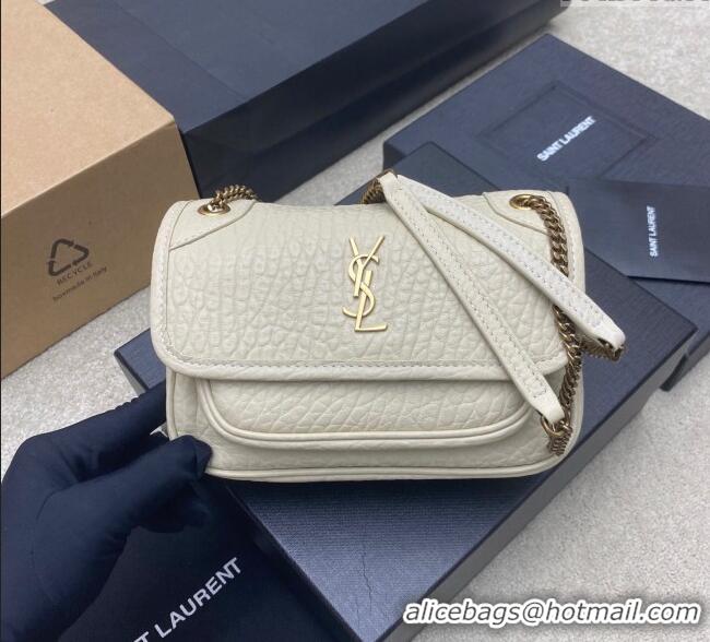 Good Quality Saint Laurent Niki Mini bag in Grained Lambskin 828736 White 2025