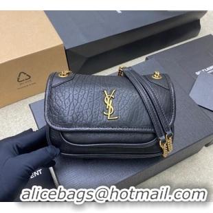 Famous Brand Saint Laurent Niki Mini bag in Grained Lambskin 828736 Black/Gold 2025