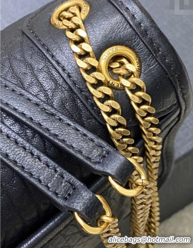 Famous Brand Saint Laurent Niki Mini bag in Grained Lambskin 828736 Black/Gold 2025
