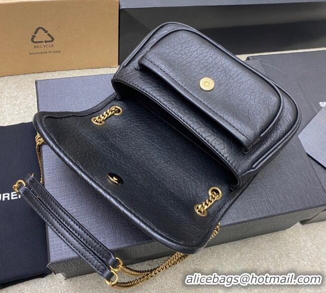 Famous Brand Saint Laurent Niki Mini bag in Grained Lambskin 828736 Black/Gold 2025