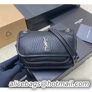 Buy Fashionable Saint Laurent Niki Mini bag in Grained Lambskin 828736 Black/Silver 2025