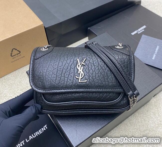 Buy Fashionable Saint Laurent Niki Mini bag in Grained Lambskin 828736 Black/Silver 2025
